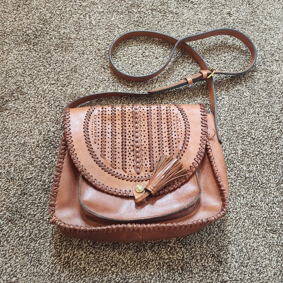 Patricia Nash Leather Braided Baratolli Saddle Crossbody Bag - Picture 2 of 11